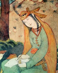 Frau schreibt im Hof von Shah Abbas I (1571-1629) 1585-1627